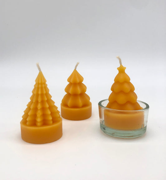 Tanne-Kerze aus Bienenwachs 3er SET I GESCHENKBOX