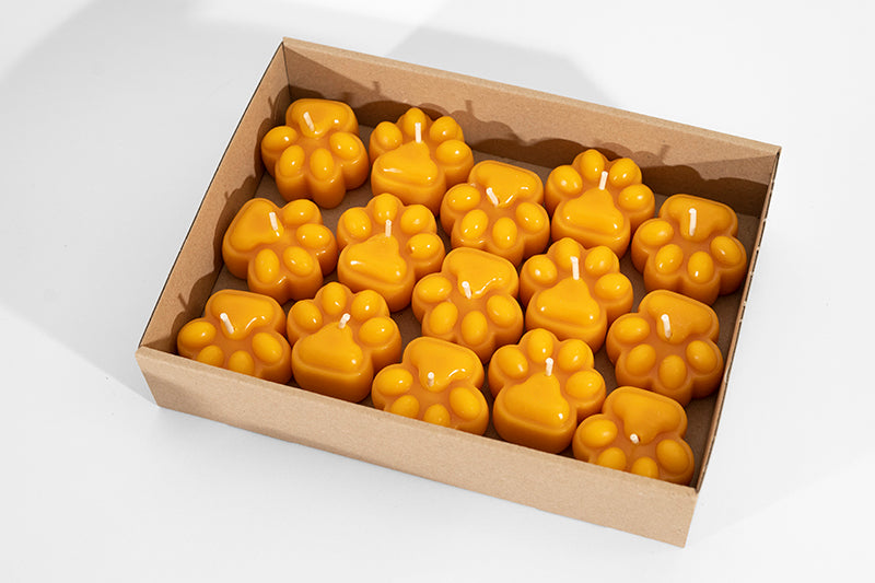 Deko-Kerze aus Bienenwachs I Pfote 4 Stück