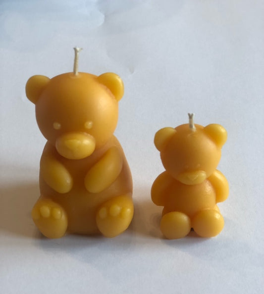 Deko-Kerze aus Bienenwachs I Teddybär 2er Set
