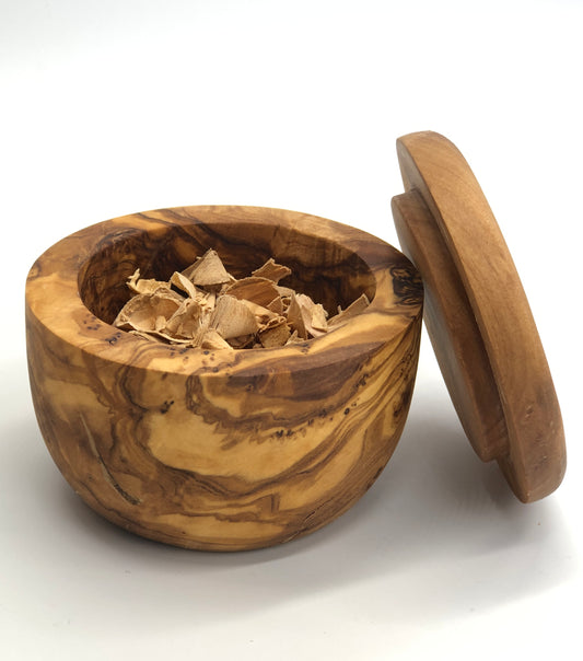 DUFTDOSE aus OLIVENHOLZ mit DECKEL