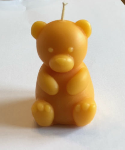 Deko-Kerze aus Bienenwachs I Teddybär 2 Stück